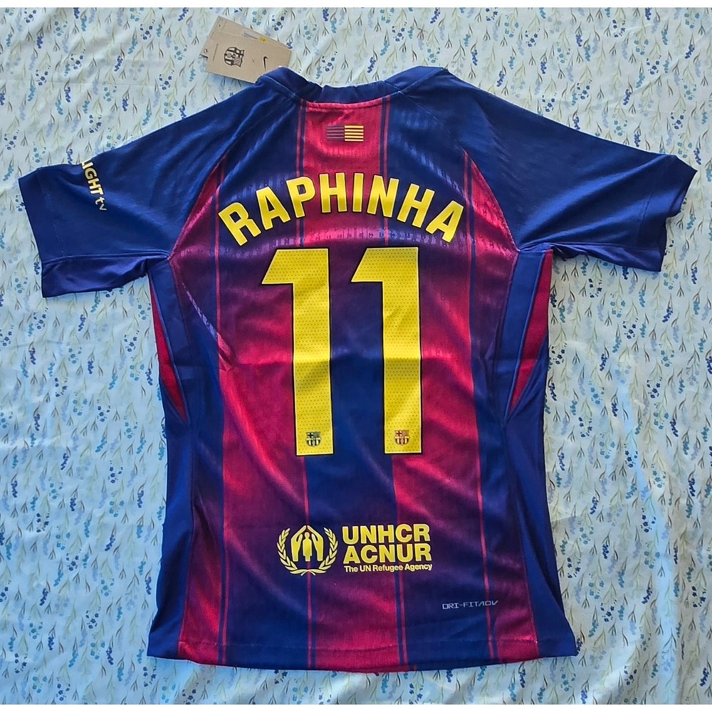 Nike FC Barcelona 23/24 Home Match Jersey Raphinha 11 Blue Red CD4230-496 Mens S